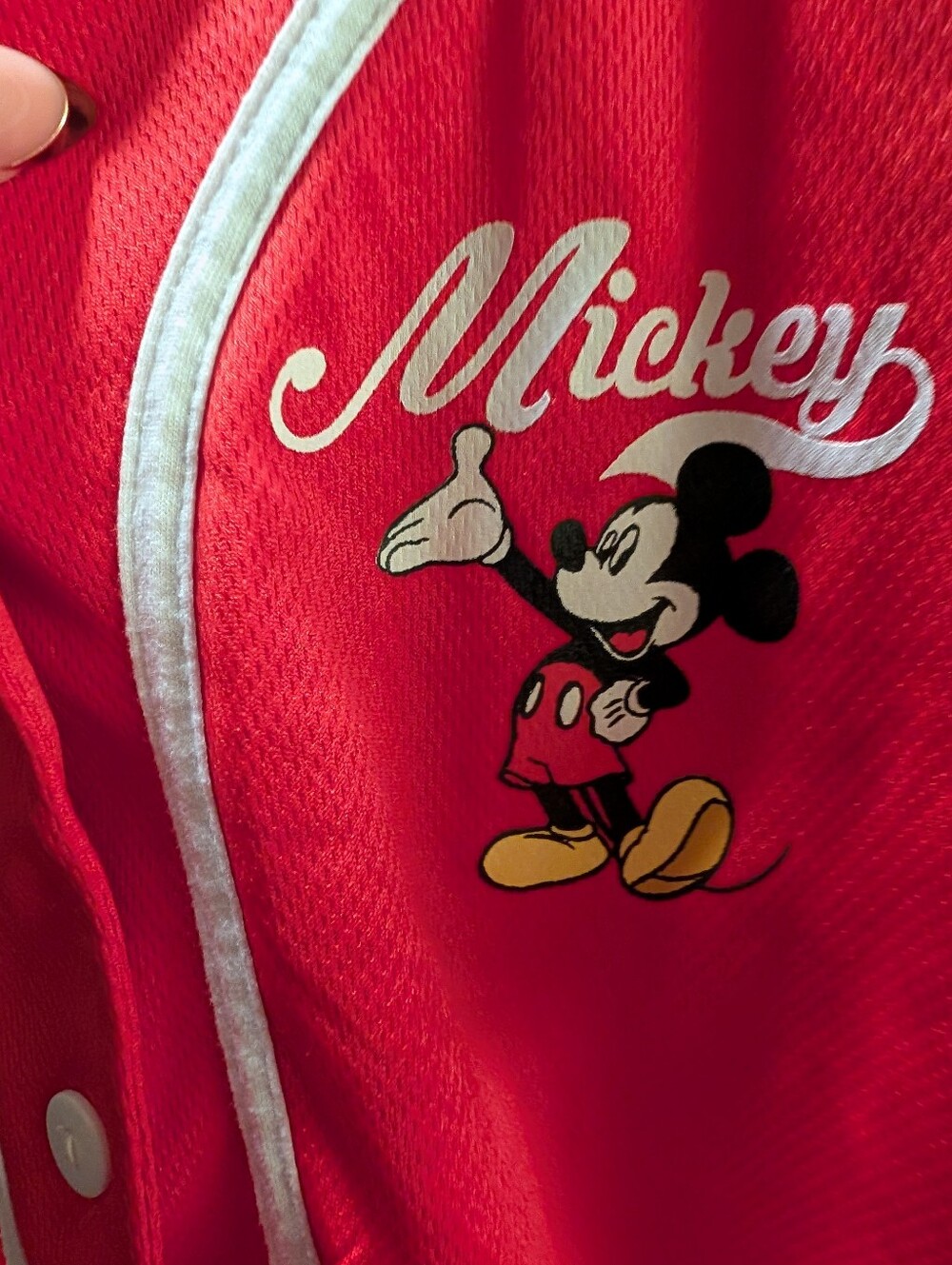 Disney Mickey Mouse Red Women's Mesium Baseball Jersey - Picture 2 of 7